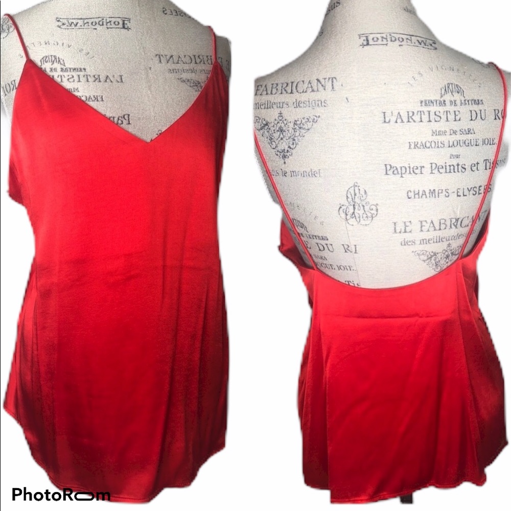 NWT Something Navy Red Silky Top
